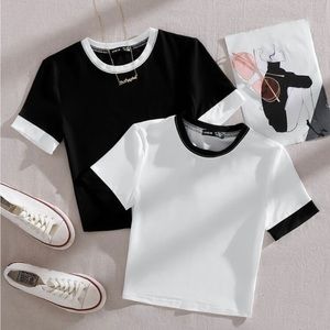 SHEIN Black White T Shirts XS
